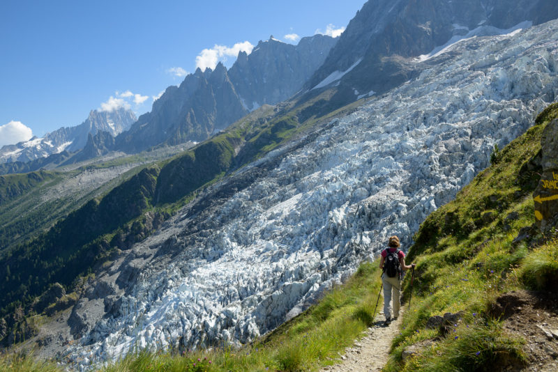 La Jonction sommet de la randonnée. Glacier des Bossons et Aiguilles de Chamonix