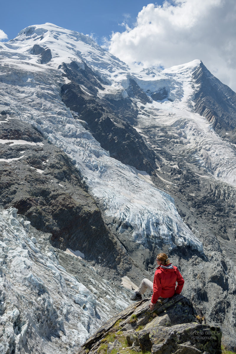 La Jonction sommet de la randonnée. Glacier des Bossons et Aiguilles de Chamonix