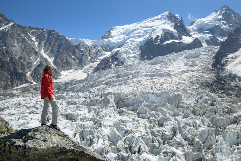 La Jonction sommet de la randonnée. Glacier des Bossons et Aiguilles de Chamonix