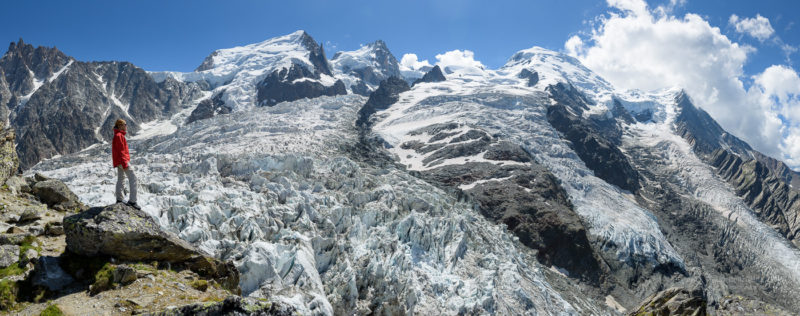 La Jonction sommet de la randonnée. Glacier des Bossons et Aiguilles de Chamonix