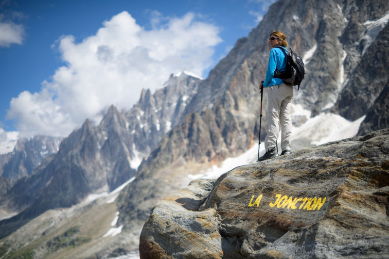 La Jonction sommet de la randonnée. Glacier des Bossons et Aiguilles de Chamonix