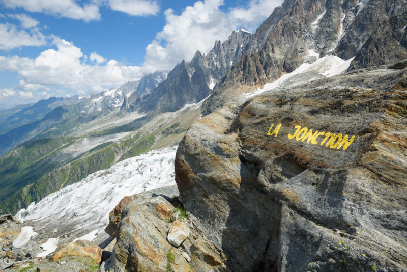 La Jonction sommet de la randonnée. Glacier des Bossons et Aiguilles de Chamonix