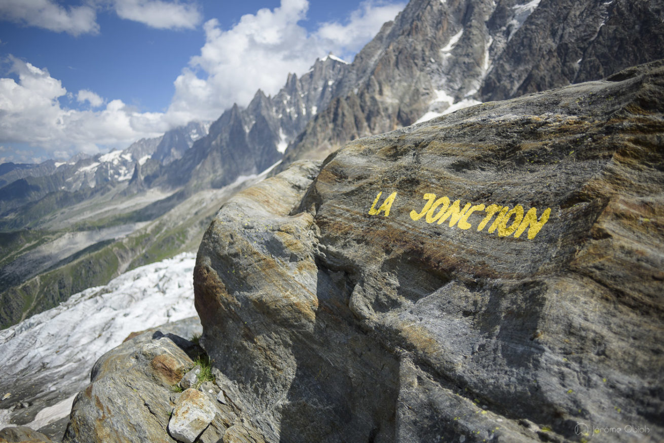 La Jonction sommet de la randonnée. Glacier des Bossons et Aiguilles de Chamonix