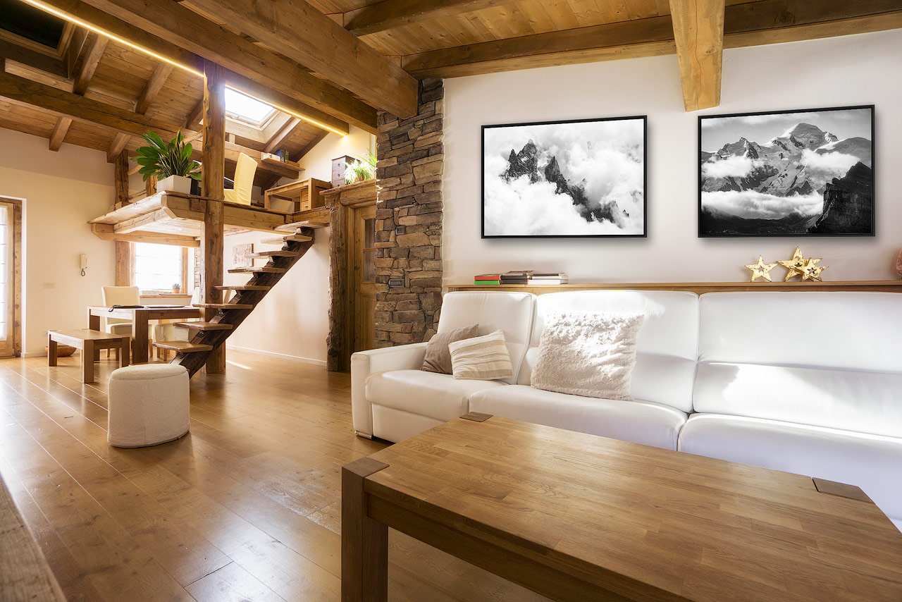 Photo murale montagne dans un interieur de chalet