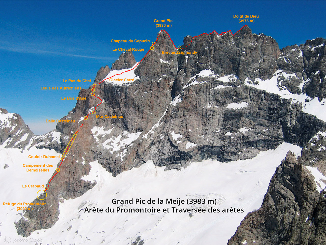 Tracé de l'itinéraire de la Traversée de la Meije